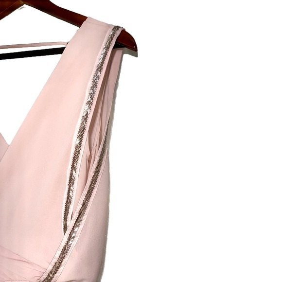BCBGMaxazria Marlynn Dusty Pink V-Neck Sleeveless Embellished Maxi Dress NWT - Picture 5 of 10